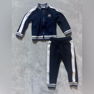 Moncler Kids Navy Sweatpants with White Side Stripes